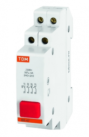 TDM ELECTRIC SQ0214-0005 Выключатель кнопочный красный ВК-47 2НО;2НЗ TDM